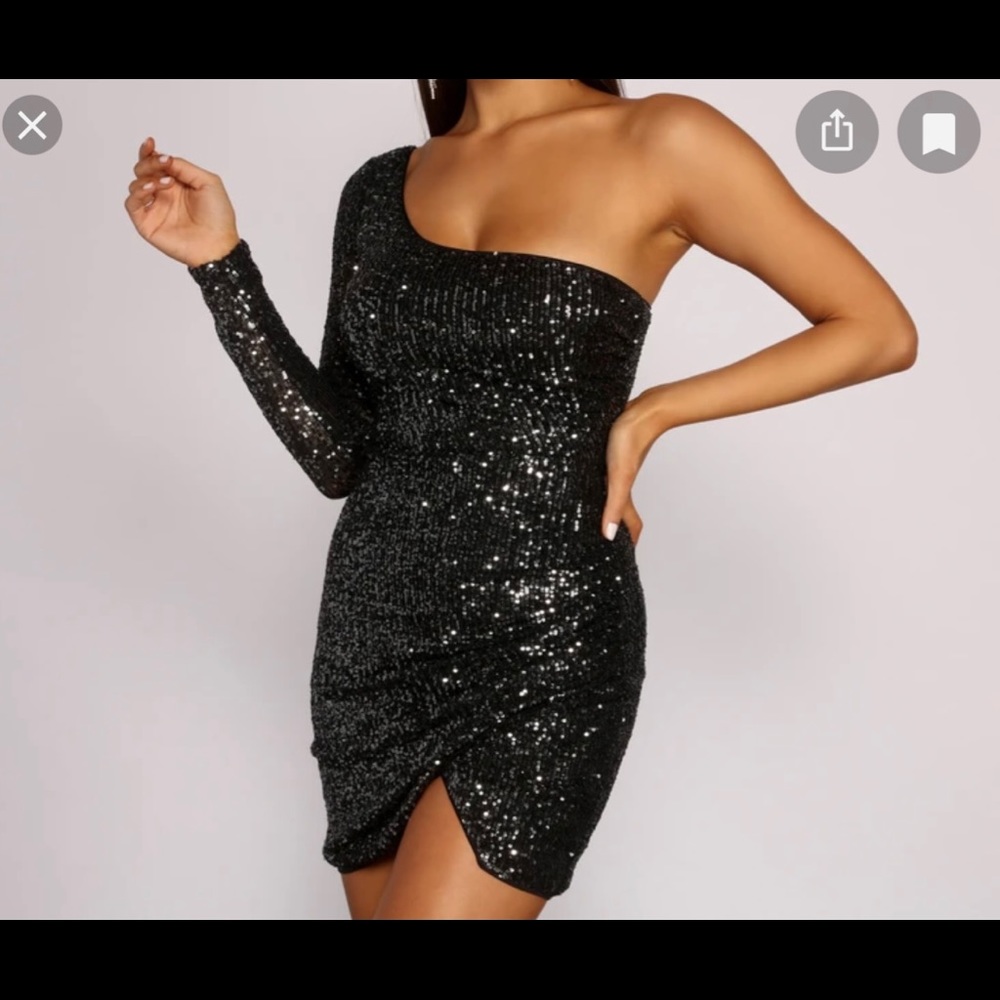 Windsor Dazzling Diva Sequin One Shoulder Mini Dress